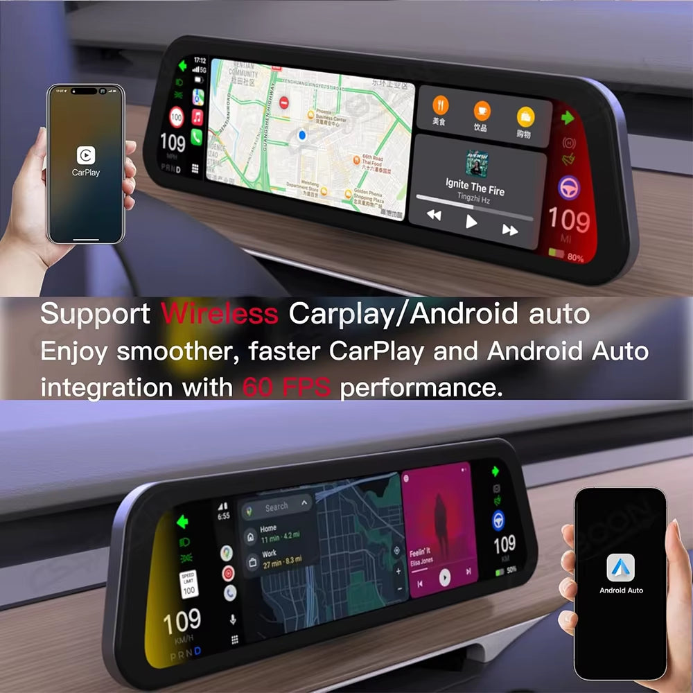 Dashboard Heads up Display 9.6 Inch Support Carplay Android Auto Screen Display LHD RHD for Tesla Model 3 Y 2016-2026